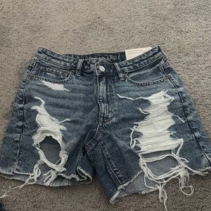 American Eagle Outfitters Ripped Dark Blue Jean Shorts
